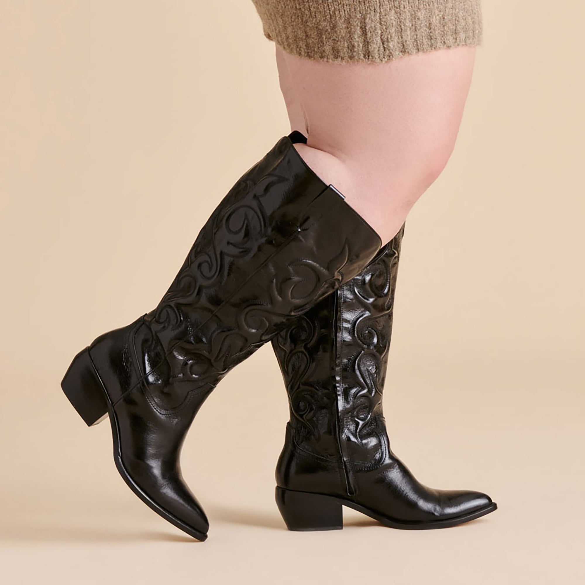 Dolce Vita SHOES | Mirla Black Leather Extra Wide Calf Boots