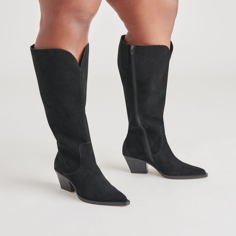 Dolce Vita SHOES | Raj Extra Wide Calf Onyx Suede Boots | Suede Wide Calf Boots
 – Dolce Vita