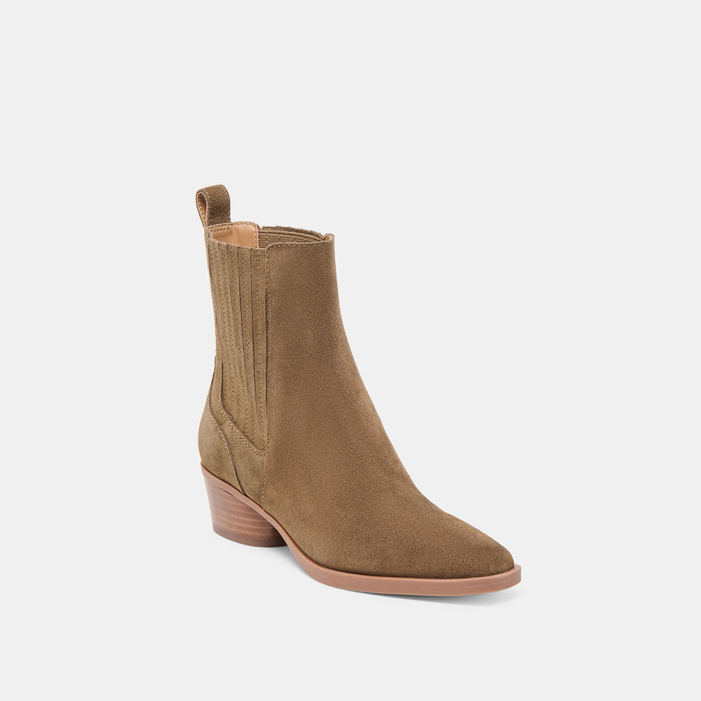 Dolce Vita SHOES | Faint H2O Waterproof Olive Suede Booties