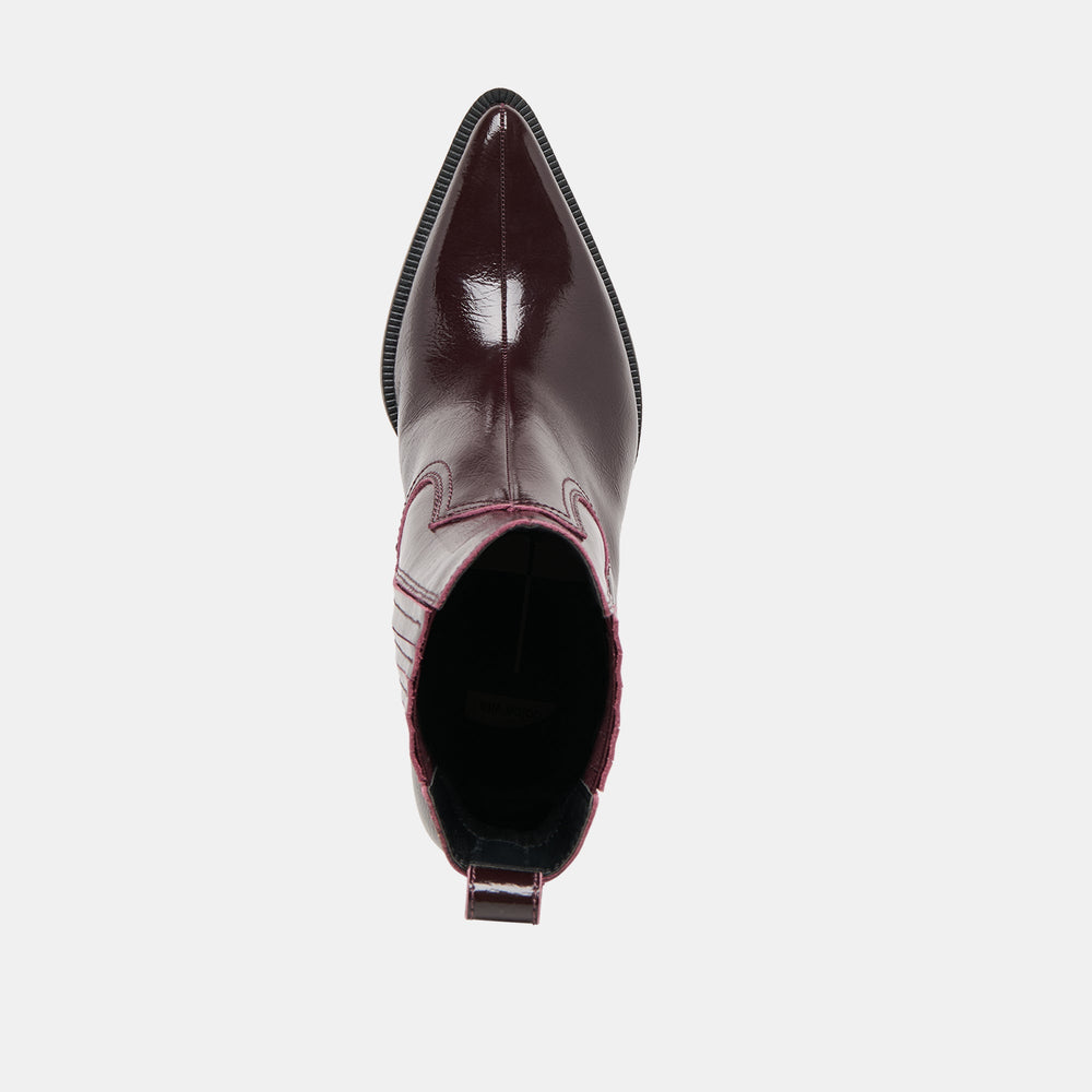 Dolce Vita SHOES | Slim Mulberry Crinkle Patent Booties