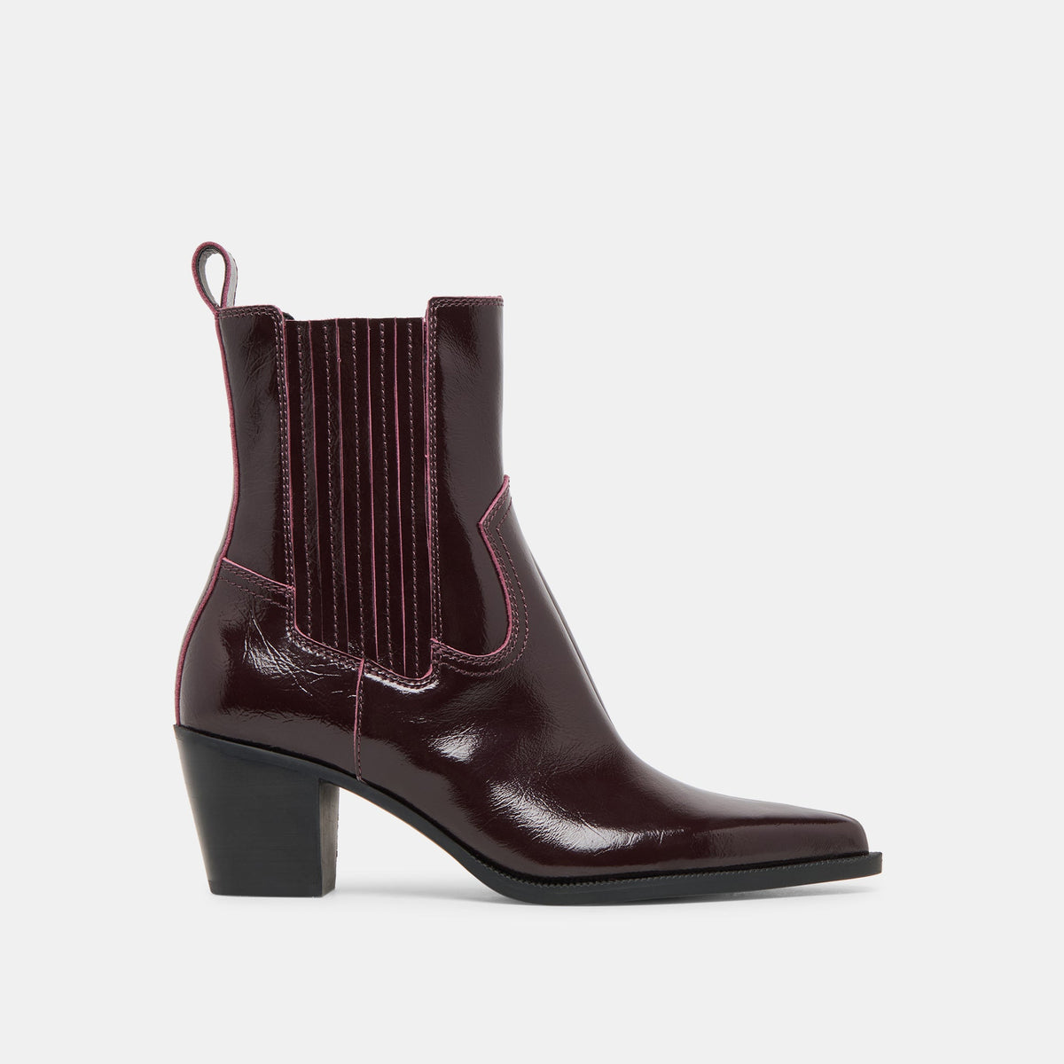 Dolce Vita SHOES | Slim Mulberry Crinkle Patent Booties