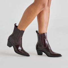 Dolce Vita SHOES | Slim Mulberry Crinkle Patent Booties