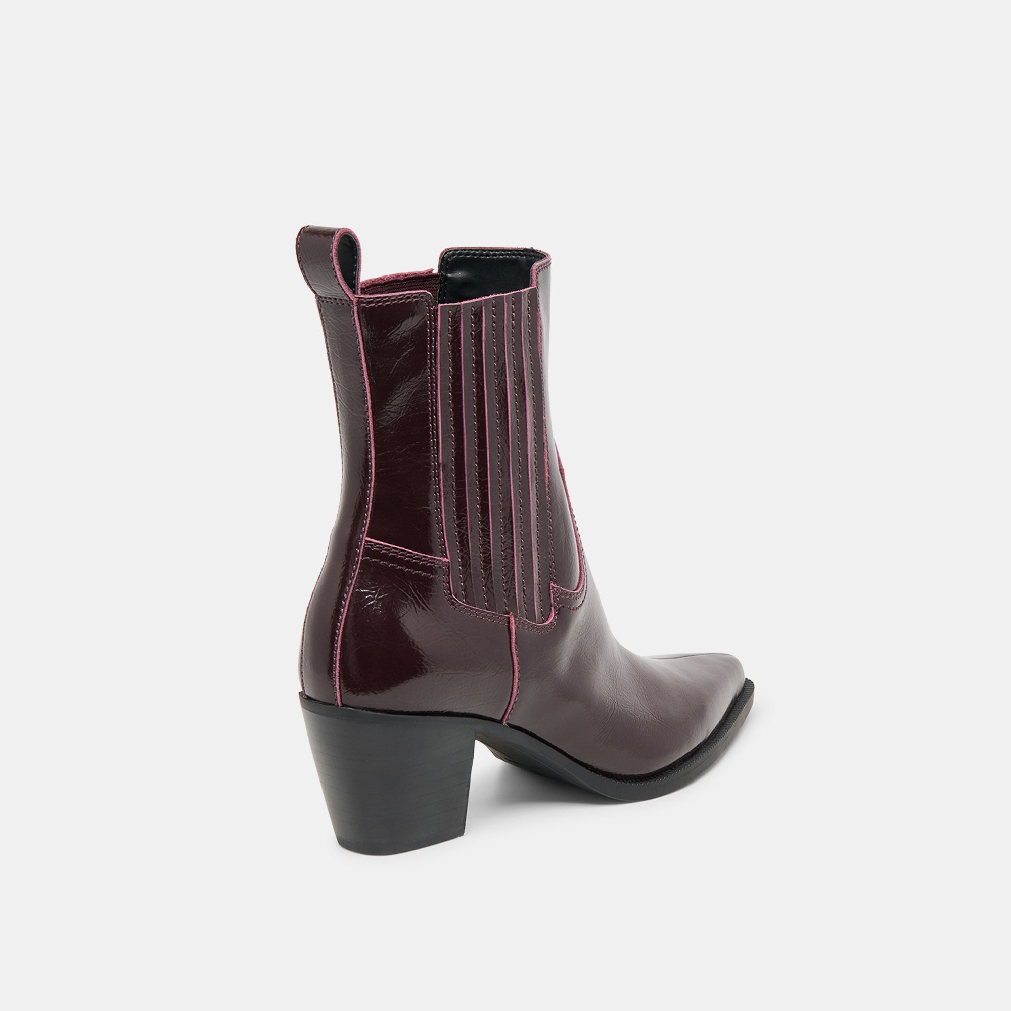 Dolce Vita SHOES | Slim Mulberry Crinkle Patent Booties