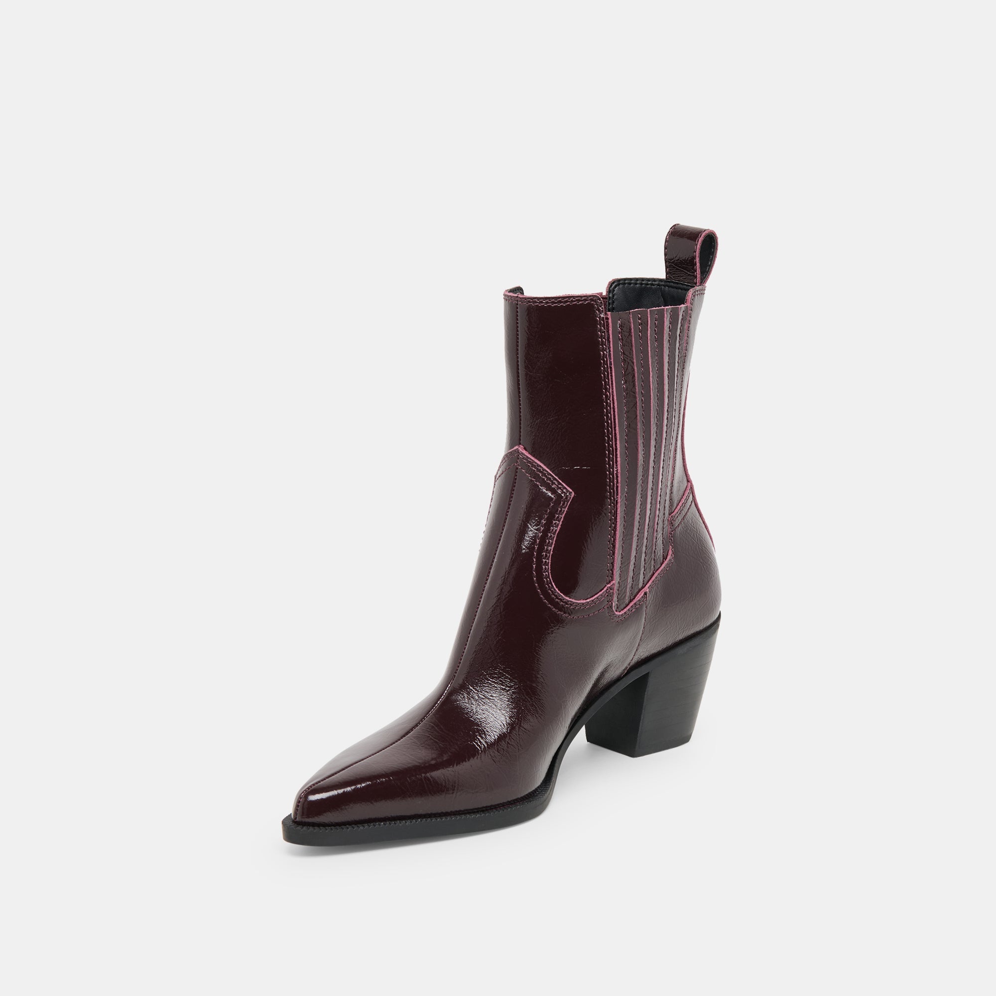 Dolce Vita SHOES | Slim Mulberry Crinkle Patent Booties