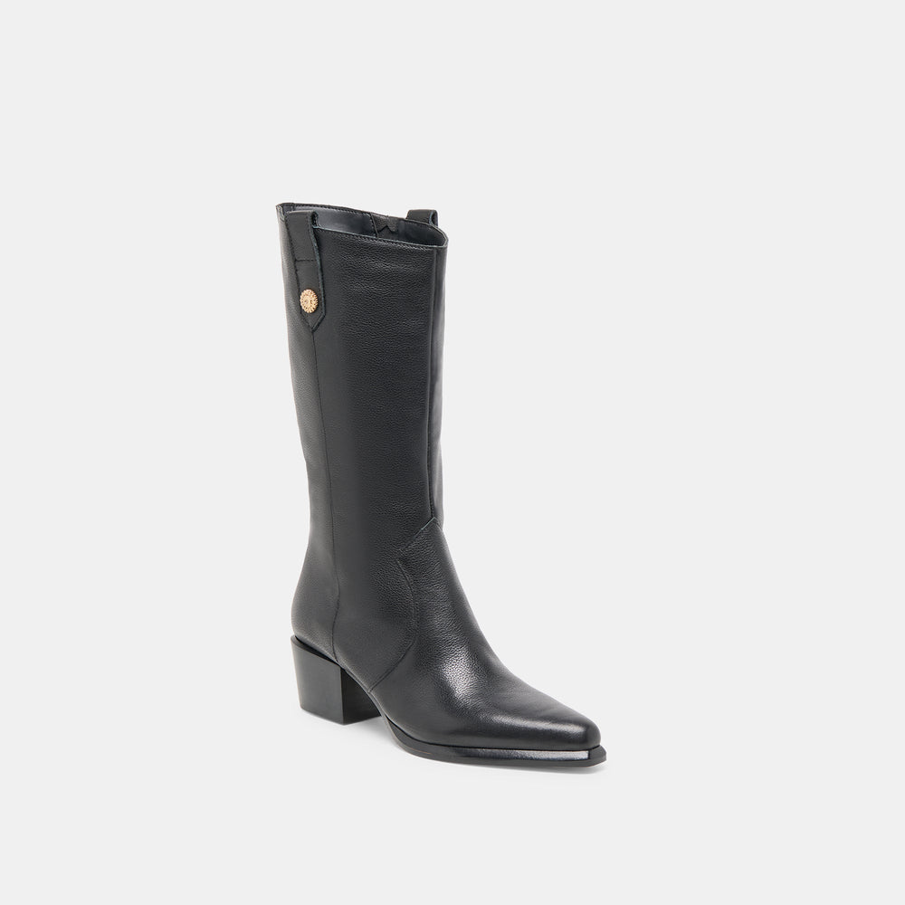 Dolce Vita SHOES | Vern Black Leather Wide Calf Boots