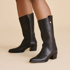 Dolce Vita SHOES | Vern Black Leather Wide Calf Boots