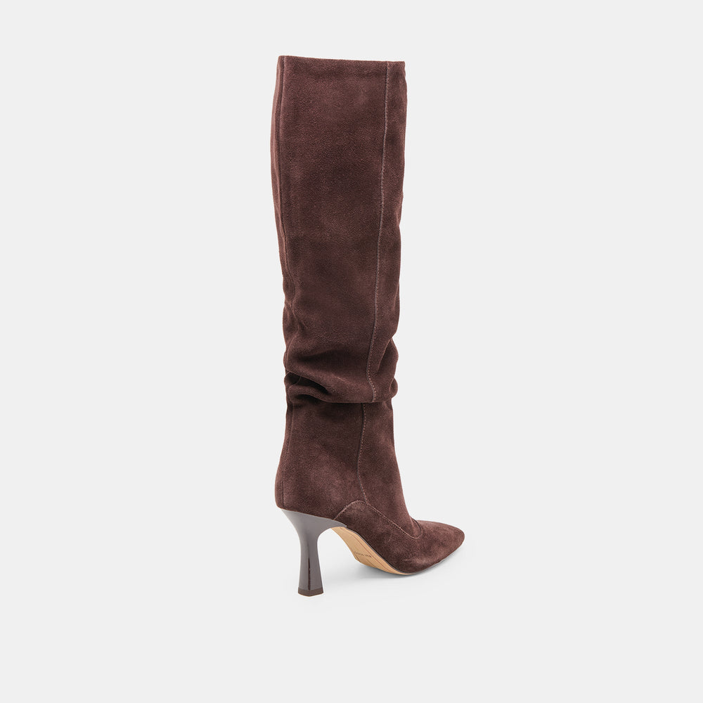 Dolce Vita SHOES | Lousa Mahogany Suede Wide Calf Boots