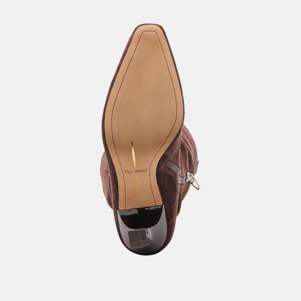 Dolce Vita SHOES | Lousa Mahogany Suede Wide Calf Boots