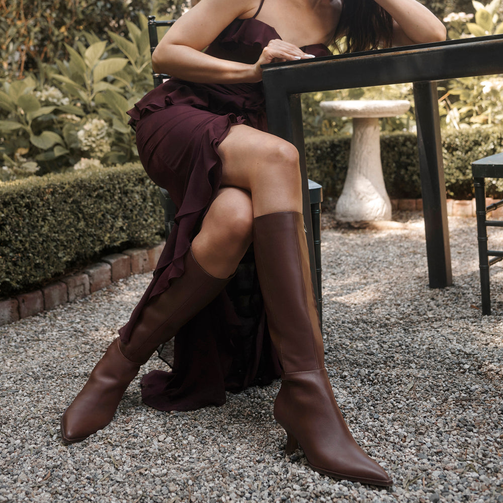 Dolce Vita SHOES | Auggie Chocolate Leather Narrow Calf Boots