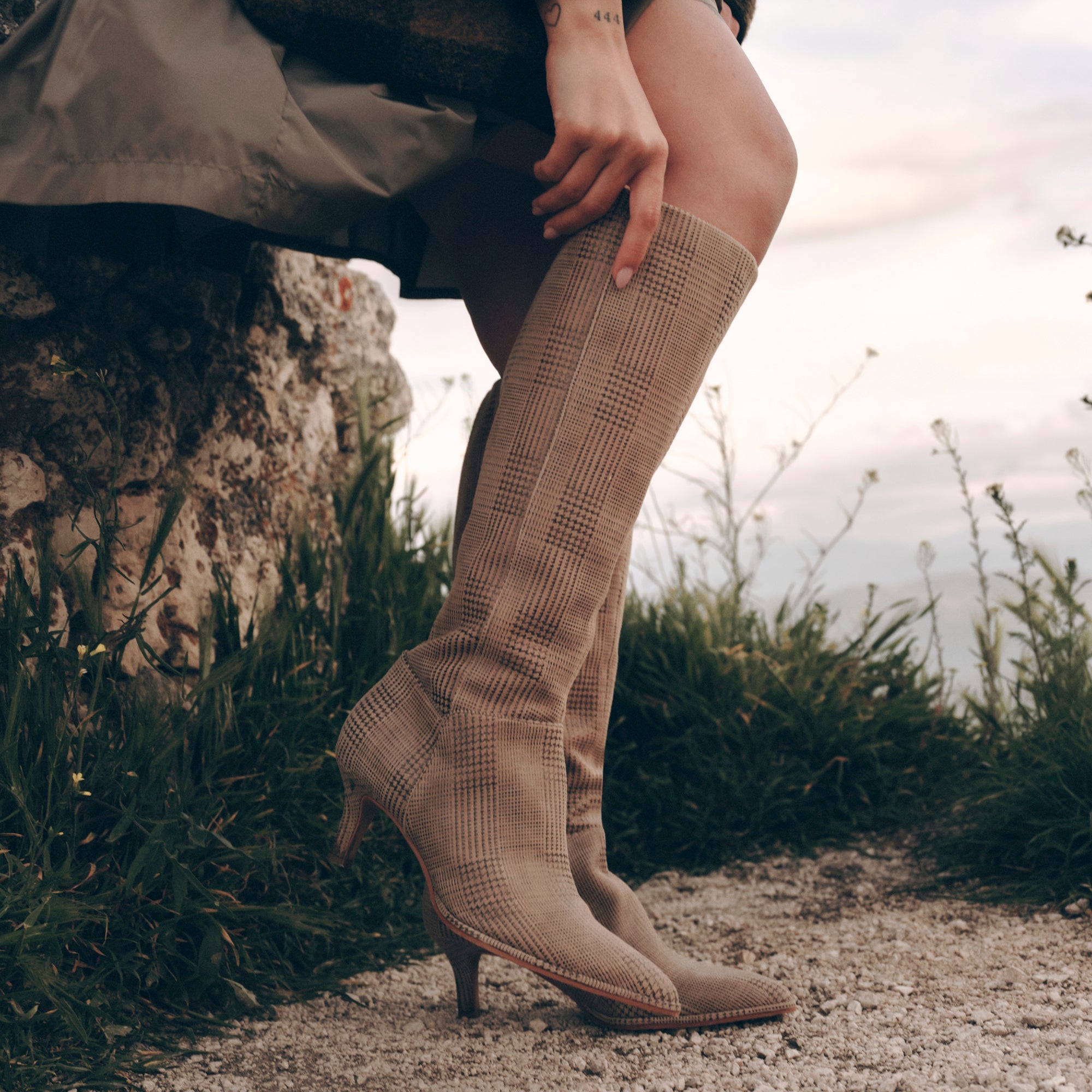 Dolce Vita SHOES | Aldy Herringbone Printed Suede Boots