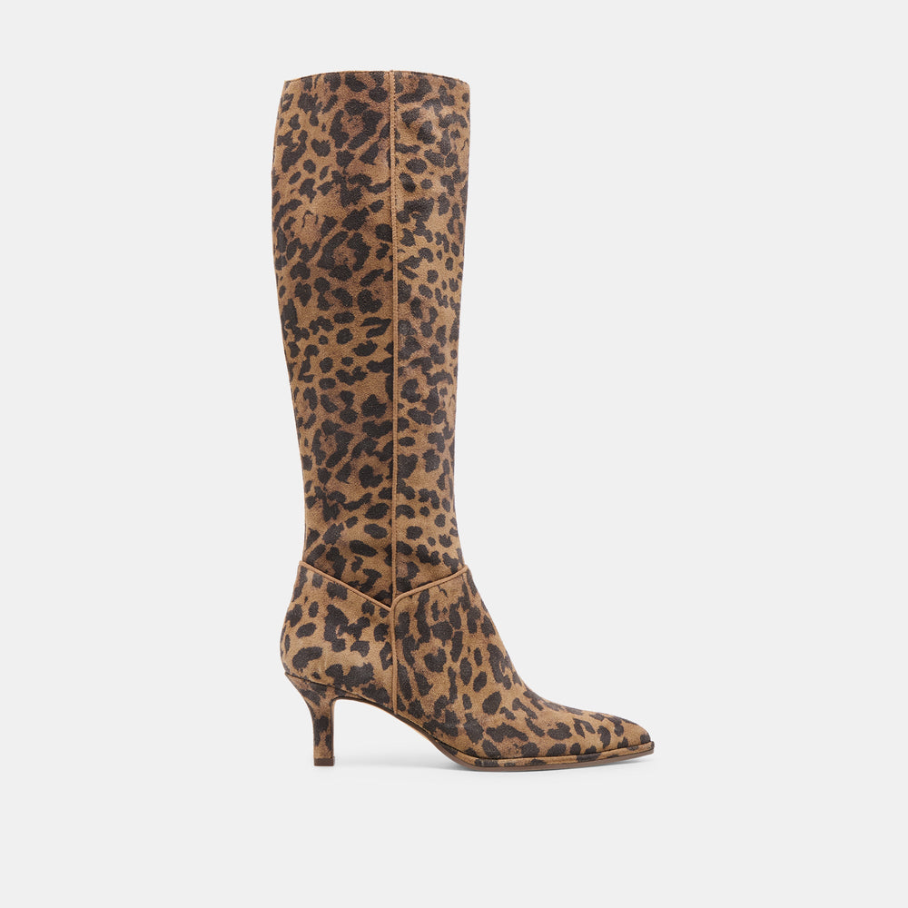 Dolce Vita SHOES | Aldy Brown Leopard Printed Suede Wide Calf Boots