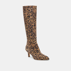 Dolce Vita SHOES | Aldy Brown Leopard Printed Suede Wide Calf Boots