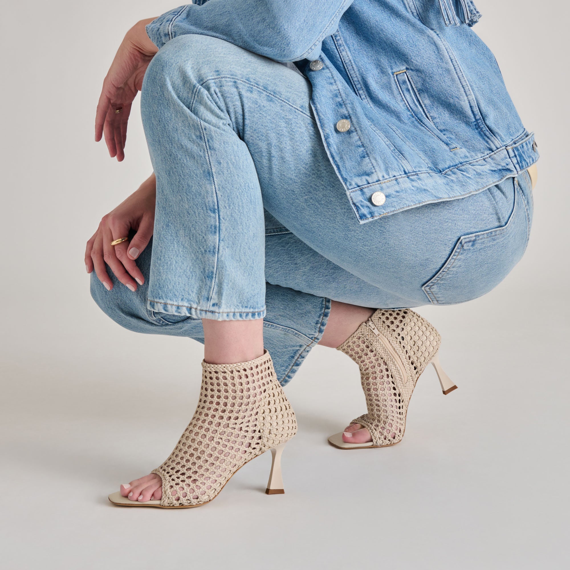 Dolce Vita SHOES | Quin Bone Woven Leather Heels