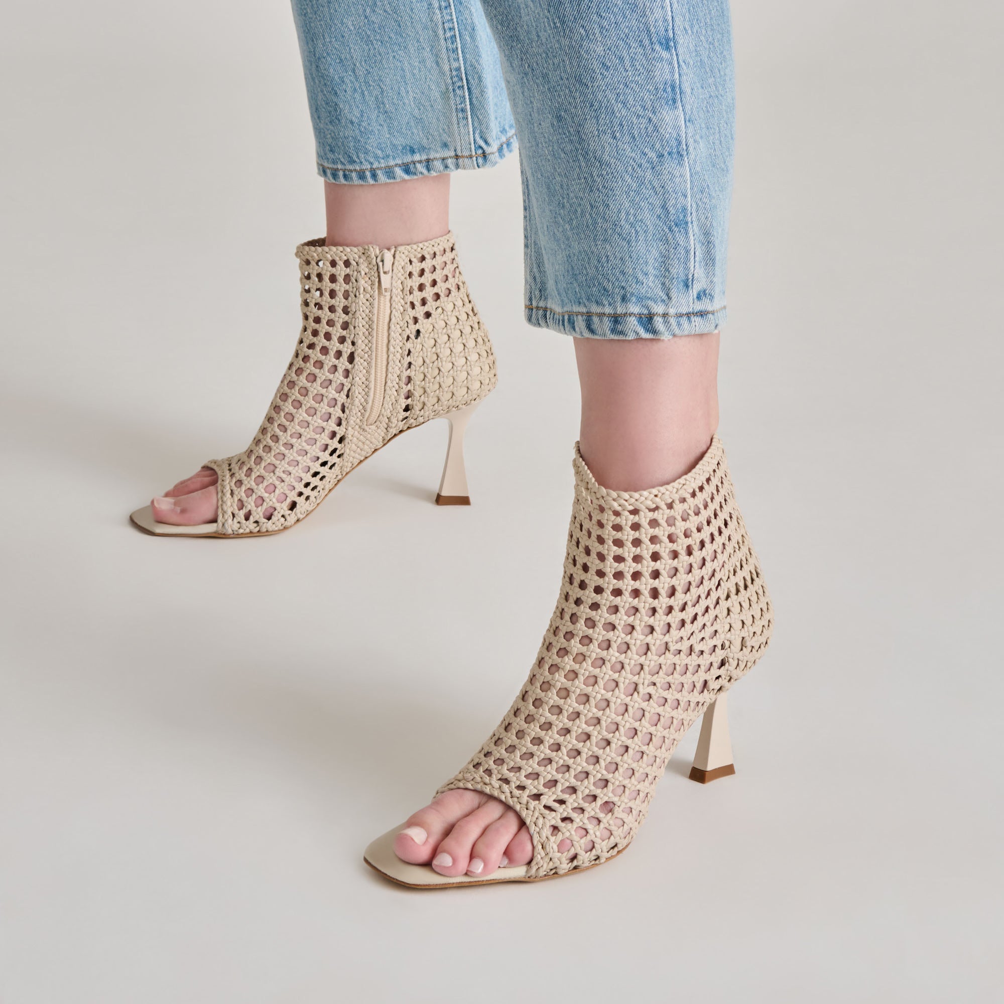 Dolce Vita SHOES | Quin Bone Woven Leather Heels