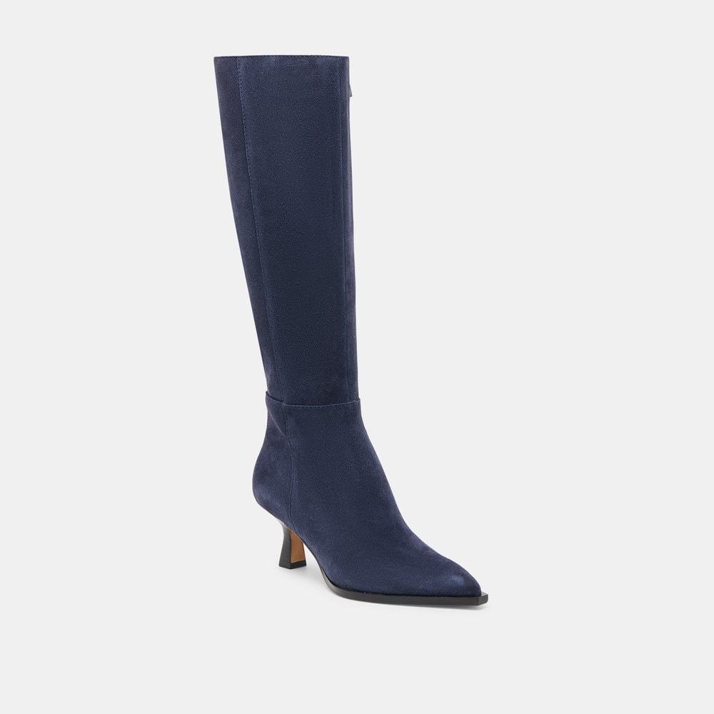 Dolce Vita SHOES | Auggie Navy Suede Wide Calf Boots