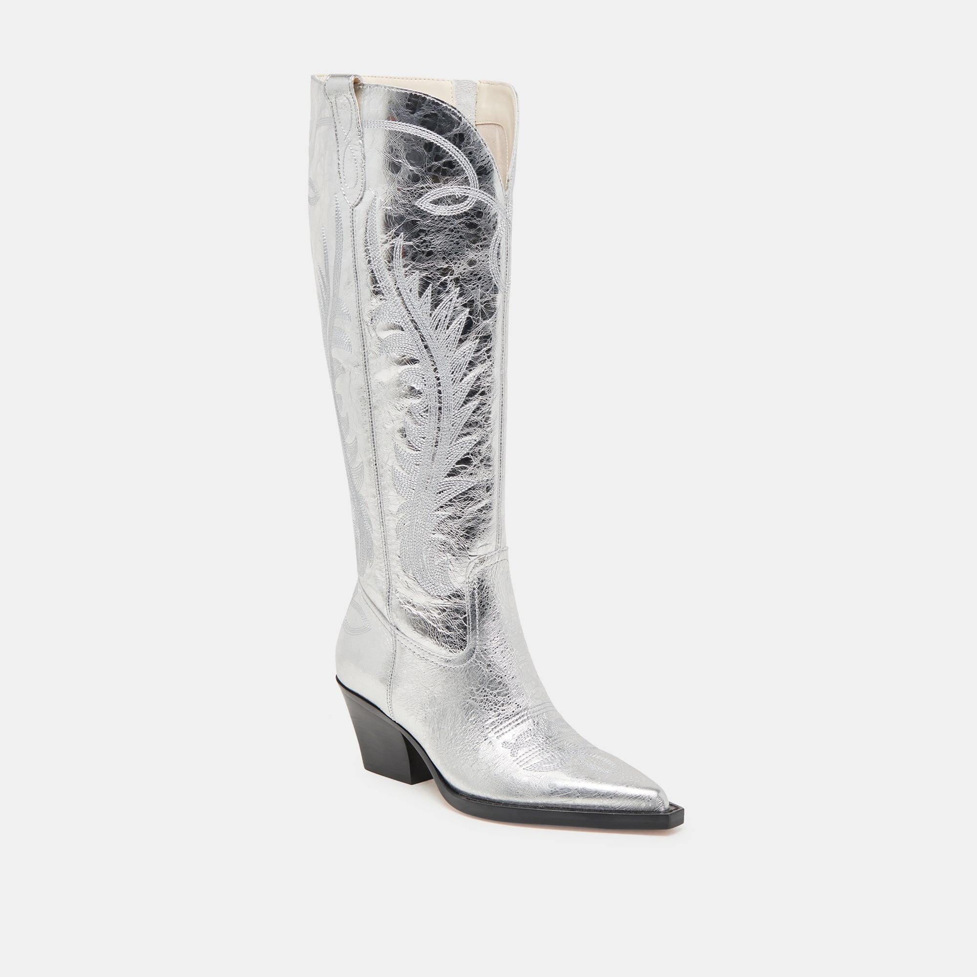 Dolce Vita SHOES | Ryatt Extra Wide Calf Silver Boots | Distressed Leather Boots
 – Dolce Vita
