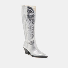 Dolce Vita SHOES | Ryatt Extra Wide Calf Silver Boots | Distressed Leather Boots
 – Dolce Vita
