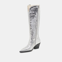 Dolce Vita SHOES | Ryatt Extra Wide Calf Silver Boots | Distressed Leather Boots
 – Dolce Vita