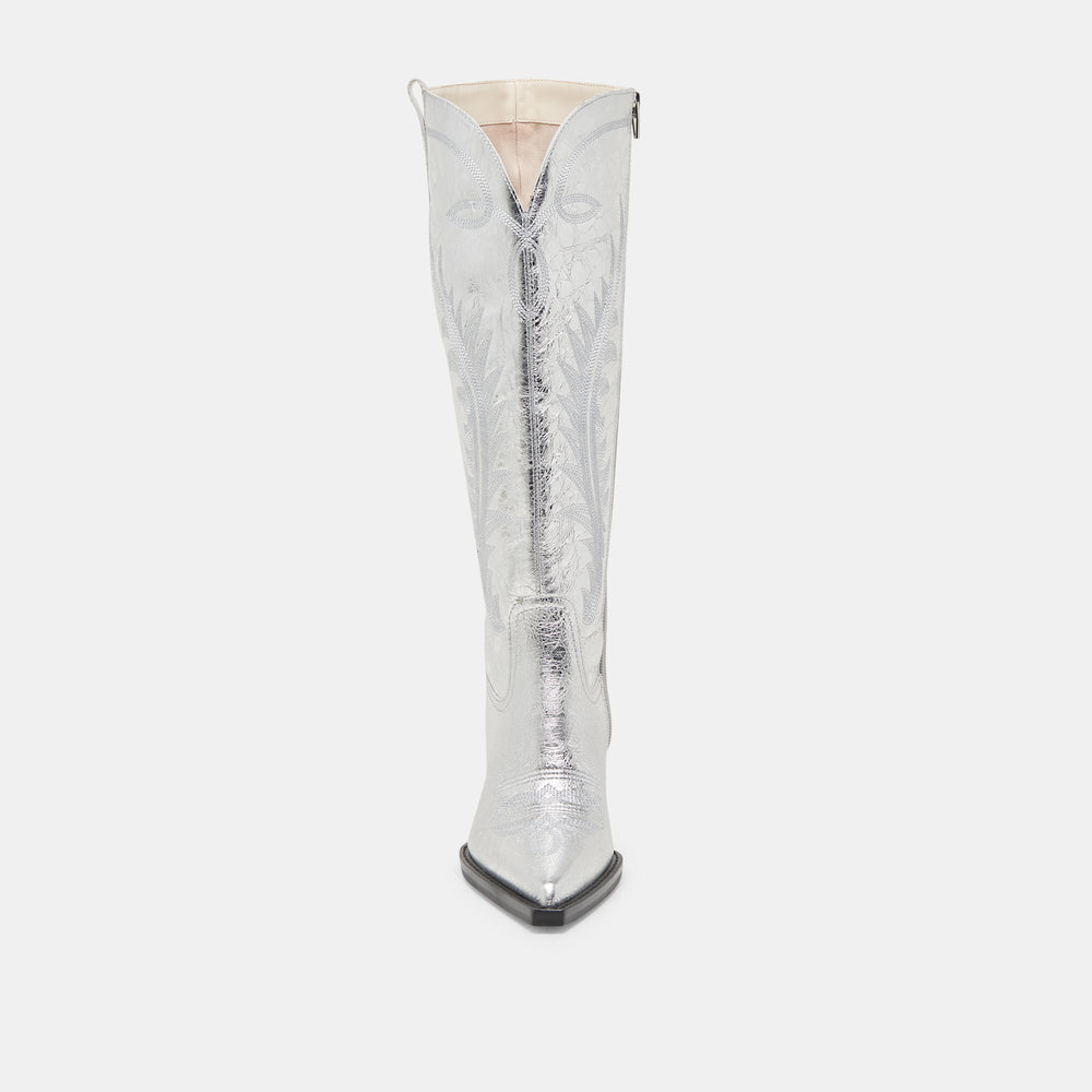 Dolce Vita SHOES | Ryatt Extra Wide Calf Silver Boots | Distressed Leather Boots
 – Dolce Vita