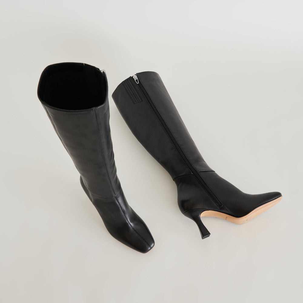 Dolce Vita SHOES | Gyra Wide Calf Black Leather Boots | Black Knee-High Wide Calf Boots
 – Dolce Vita