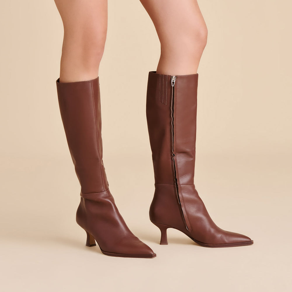 Dolce Vita SHOES | Auggie Chocolate Leather Narrow Calf Boots