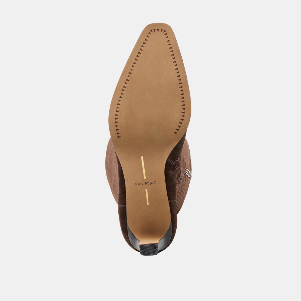 Dolce Vita SHOES | Emmi Narrow Calf Dk Brown Suede Boots