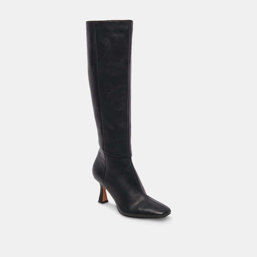 Dolce Vita SHOES | Gyra Wide Calf Black Leather Boots | Black Knee-High Wide Calf Boots
 – Dolce Vita