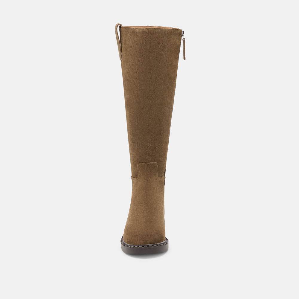 Dolce Vita SHOES | Glory H2O Waterproof Olive Suede Wide Calf Boots