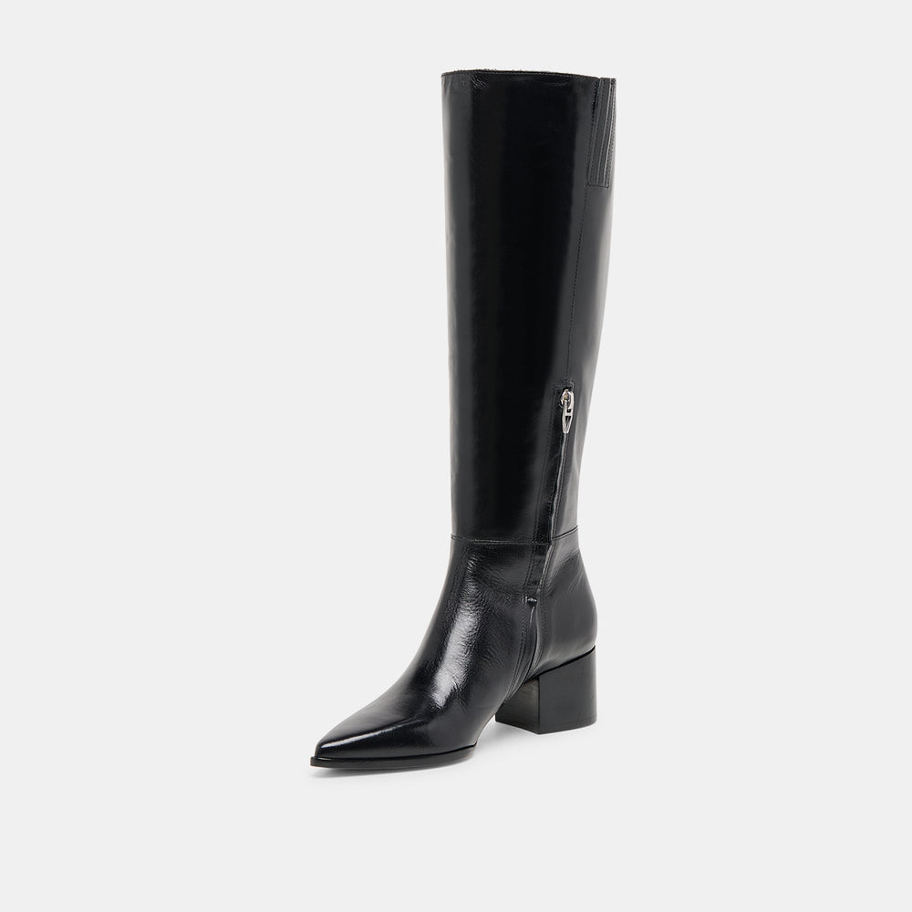 Dolce Vita SHOES | Kirson Black Leather Wide Calf Boots