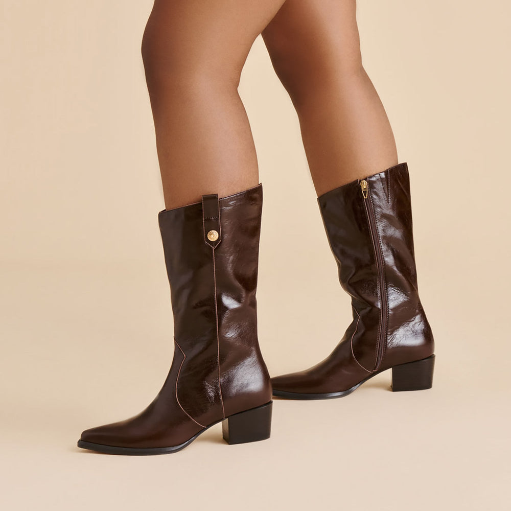 Dolce Vita SHOES | Vern Chocolate Leather Wide Calf Boots