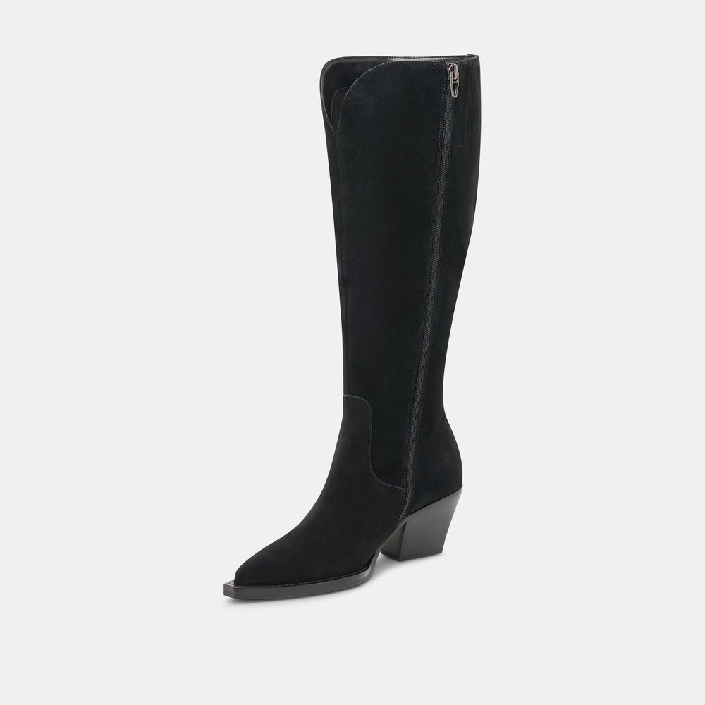 Dolce Vita SHOES | RAJ Wide Calf Boots Onyx Suede | Women's Onyx Suede Knee-High Boots
 – Dolce Vita