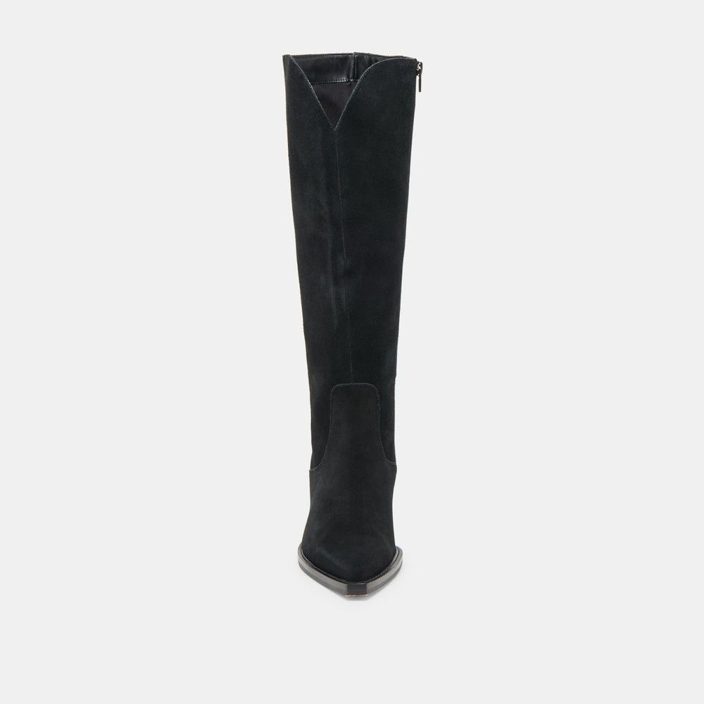 Dolce Vita SHOES | RAJ Wide Calf Boots Onyx Suede | Women's Onyx Suede Knee-High Boots
 – Dolce Vita