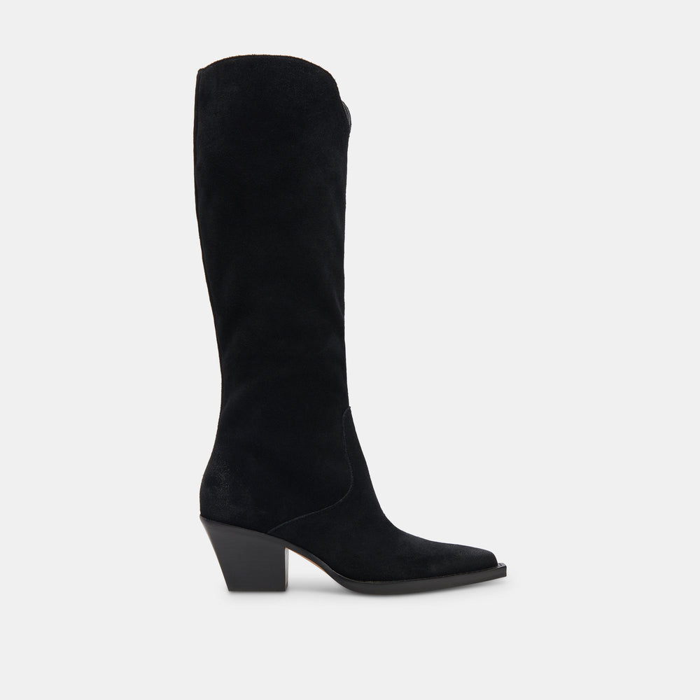 Dolce Vita SHOES | RAJ Wide Calf Boots Onyx Suede | Women's Onyx Suede Knee-High Boots
 – Dolce Vita