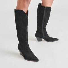 Dolce Vita SHOES | RAJ Wide Calf Boots Onyx Suede | Women's Onyx Suede Knee-High Boots
 – Dolce Vita