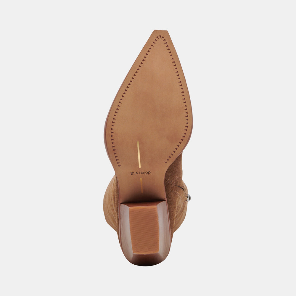 Dolce Vita SHOES | RAJ Wide Calf Boots Brown Suede | Women's Brown Suede Knee-High Boots
 – Dolce Vita