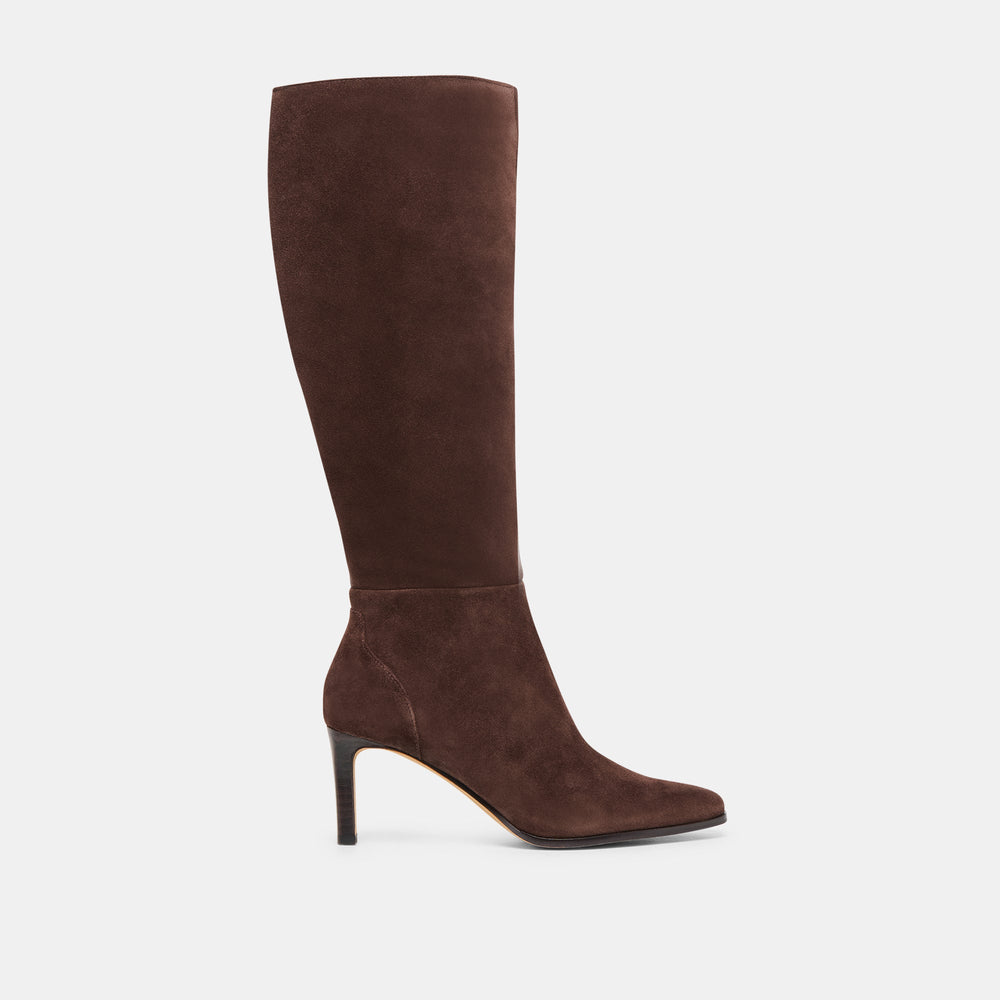 Dolce Vita SHOES | Emmi Dk Brown Suede Wide Calf Boots