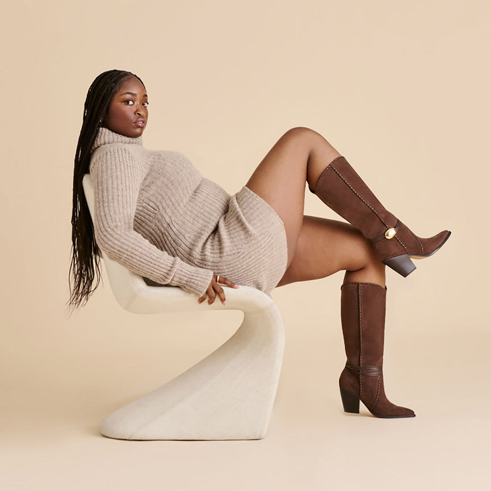 Dolce Vita SHOES | Jody Dk Brown Suede Wide Calf Boots