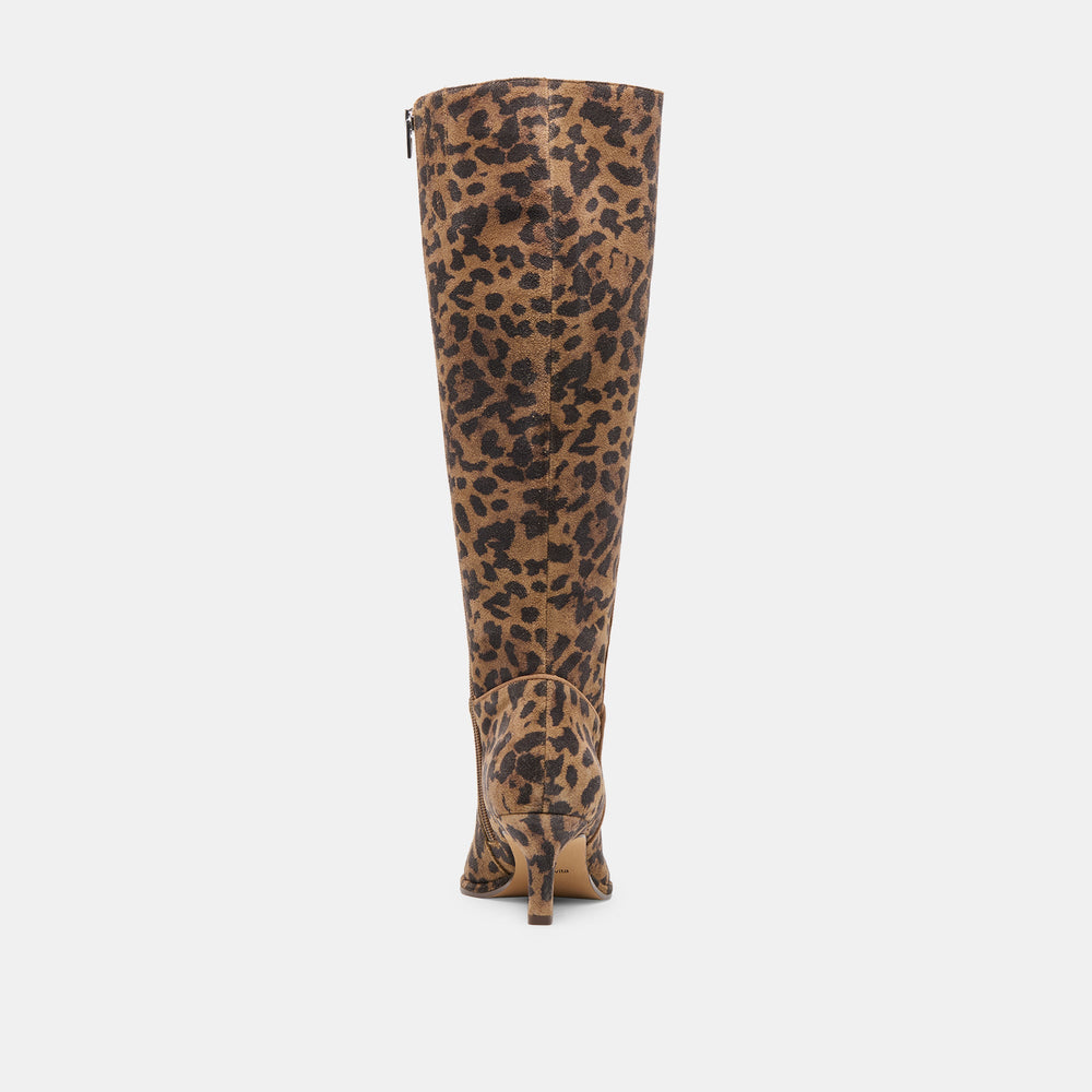 Dolce Vita SHOES | Aldy Brown Leopard Printed Suede Wide Calf Boots