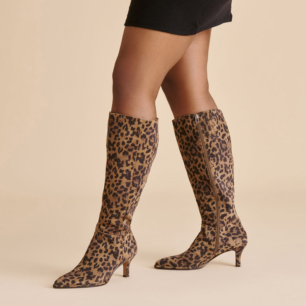 Dolce Vita SHOES | Aldy Brown Leopard Printed Suede Wide Calf Boots
