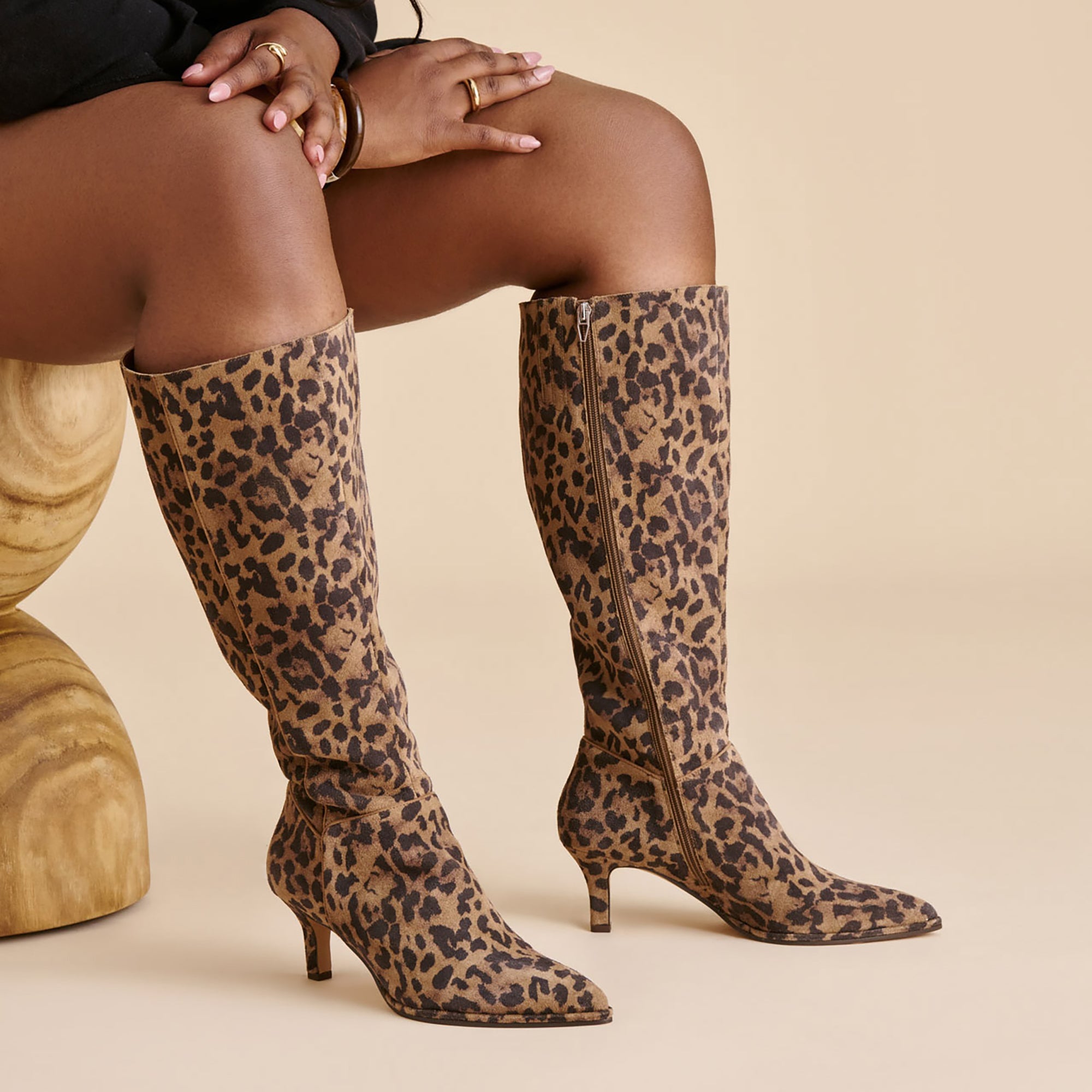 Dolce Vita SHOES | Aldy Brown Leopard Printed Suede Wide Calf Boots