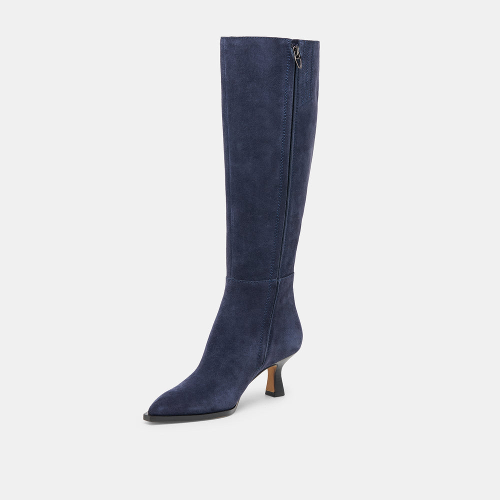 Dolce Vita SHOES | Auggie Navy Suede Wide Calf Boots