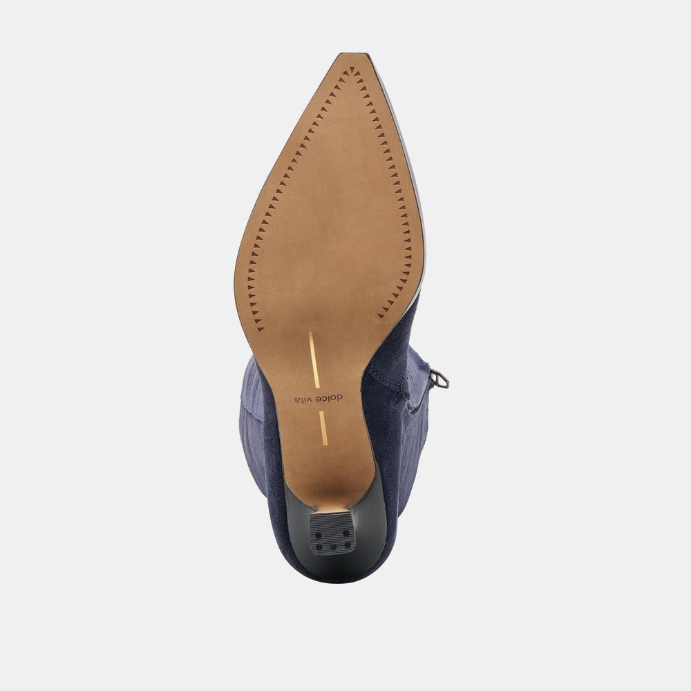 Dolce Vita SHOES | Auggie Navy Suede Wide Calf Boots