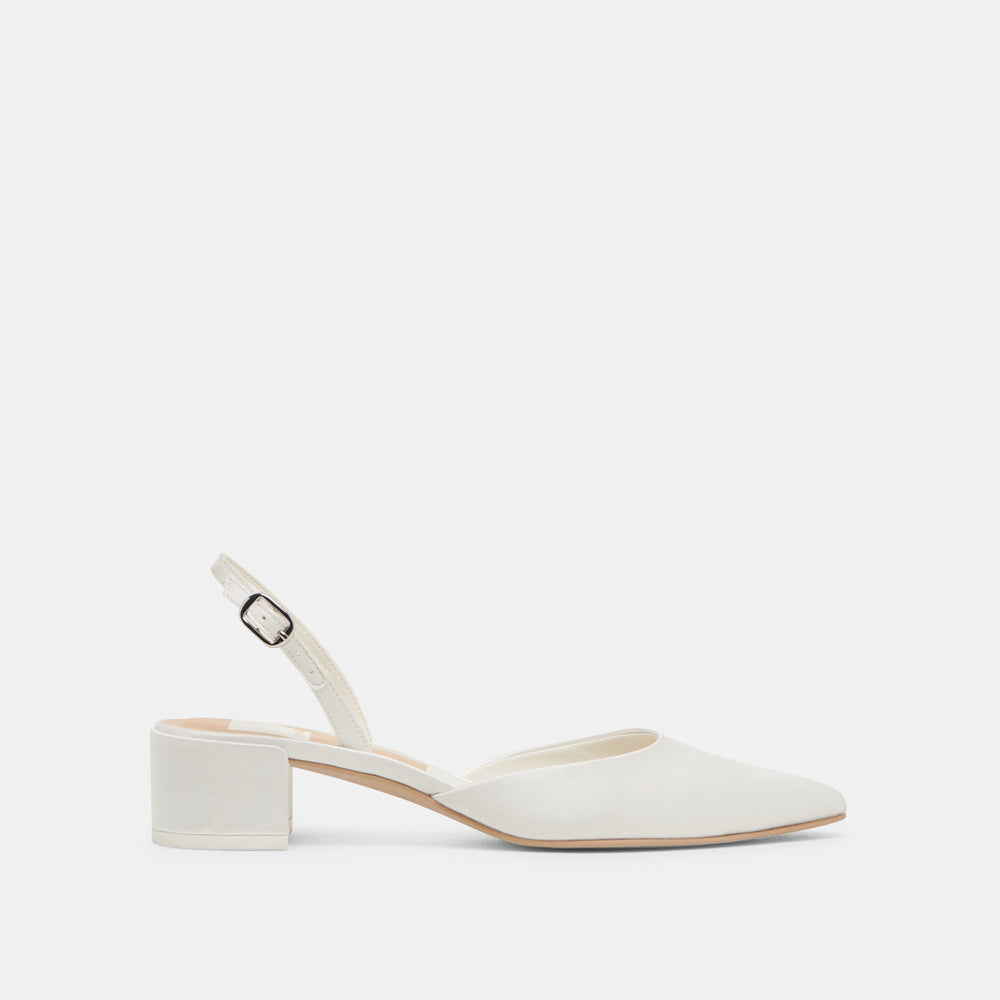 Dolce Vita SHOES | Carel Off White Satin Heels