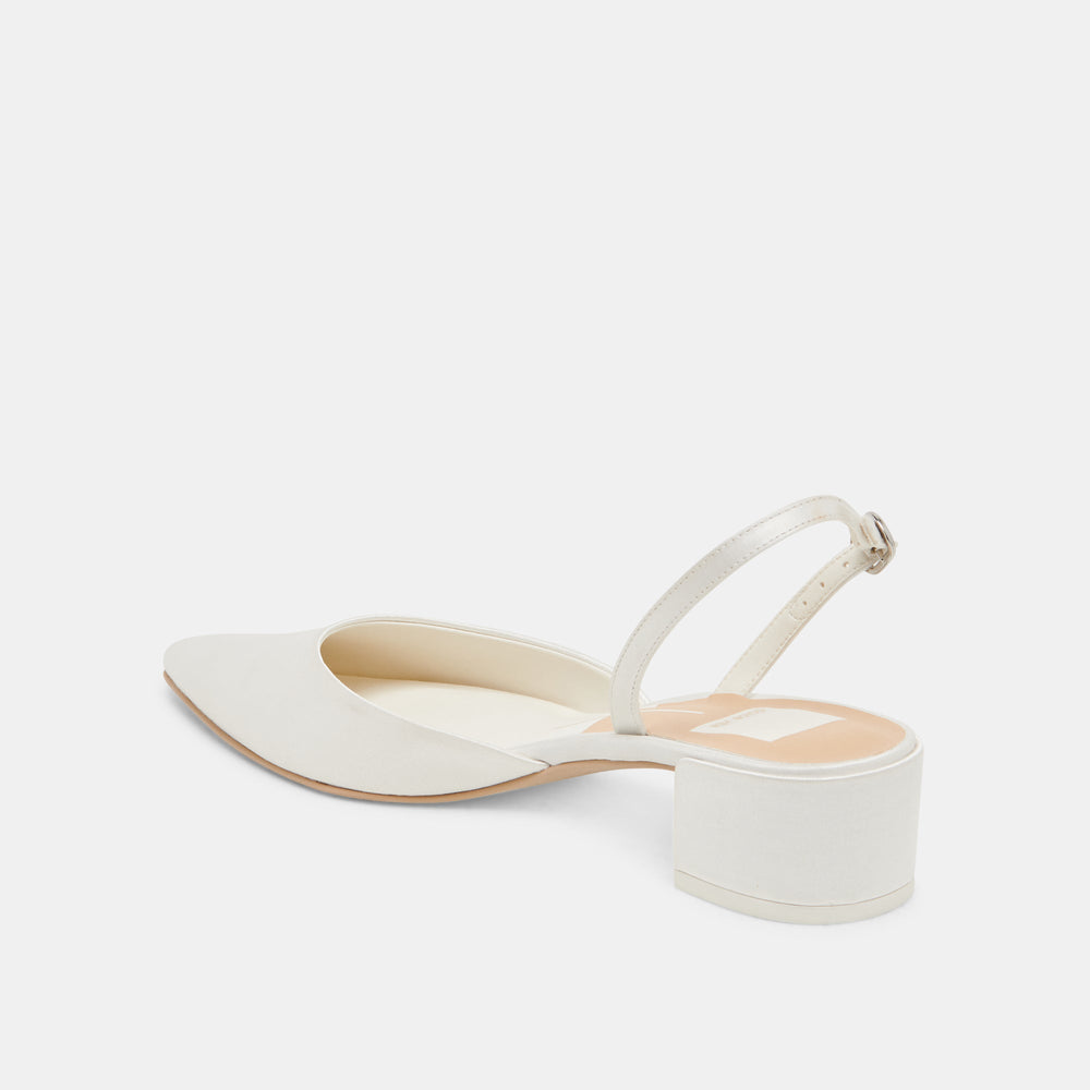 Dolce Vita SHOES | Carel Off White Satin Heels
