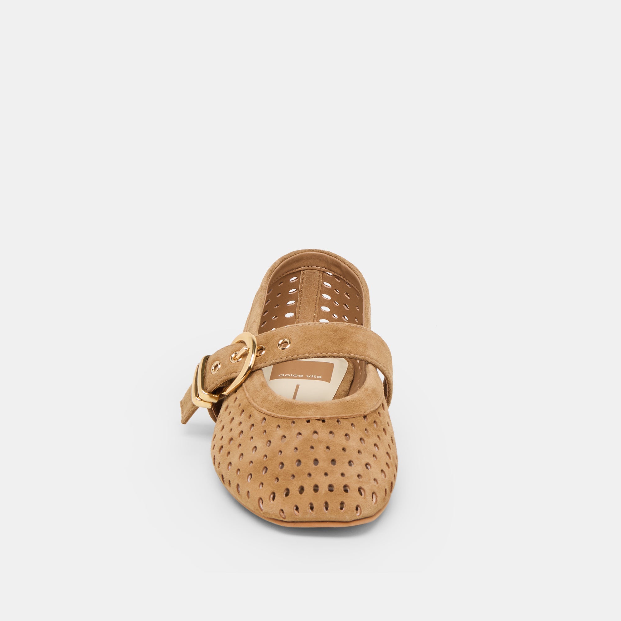 Dolce Vita SHOES | Mikel Lt Brown Perforated Suede Ballet Flats