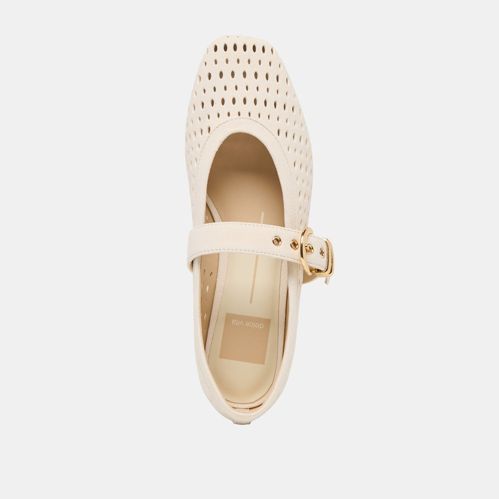 Dolce Vita SHOES | Mikel Creme Perforated Suede Ballet Flats