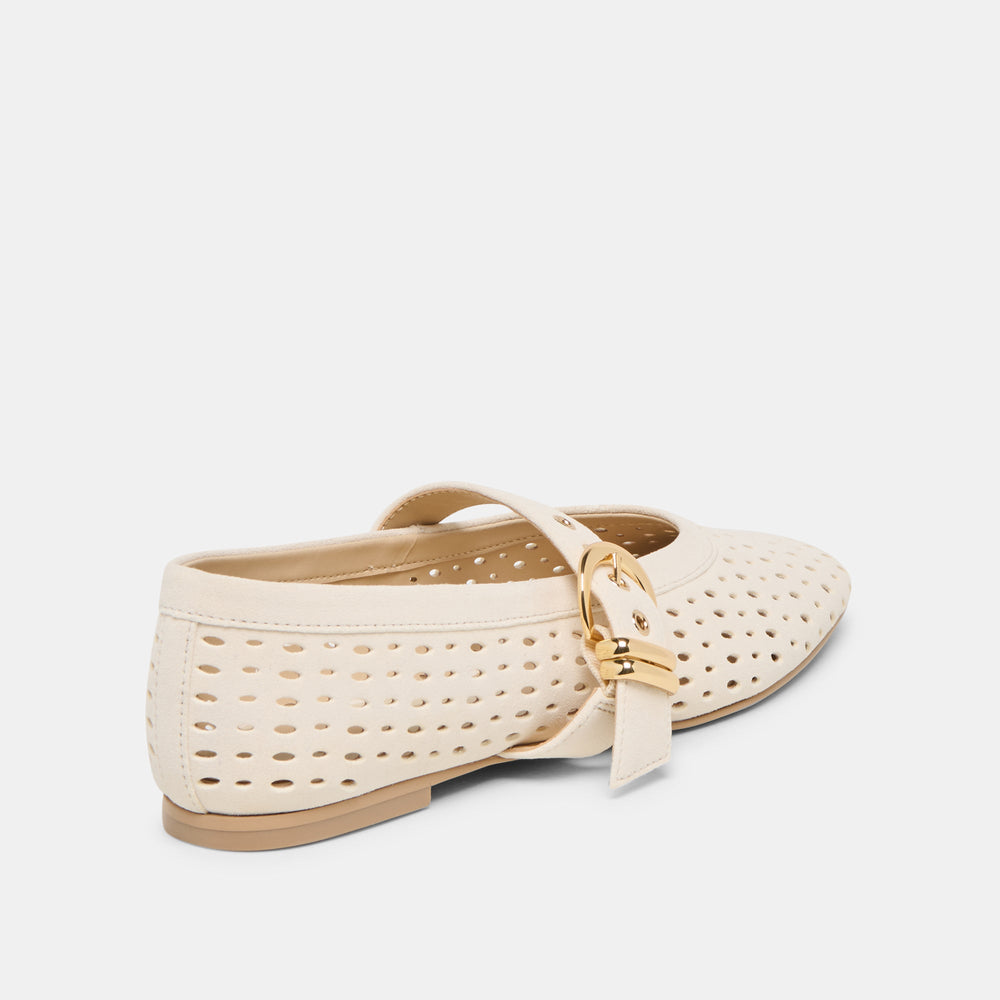 Dolce Vita SHOES | Mikel Creme Perforated Suede Ballet Flats