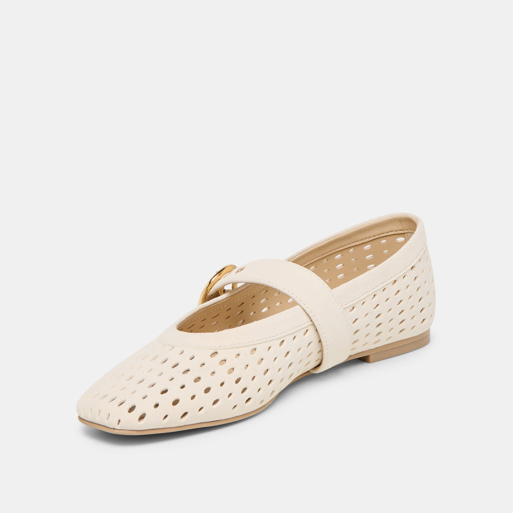 Dolce Vita SHOES | Mikel Creme Perforated Suede Ballet Flats
