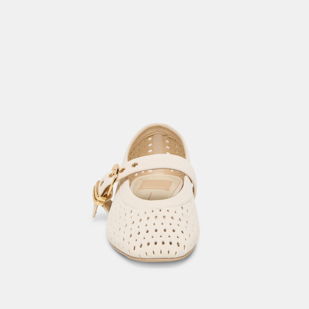 Dolce Vita SHOES | Mikel Creme Perforated Suede Ballet Flats