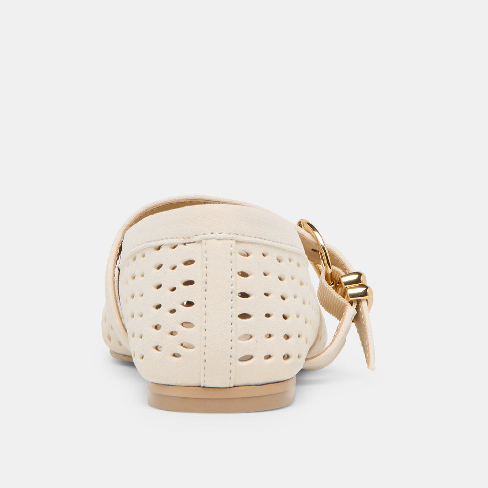 Dolce Vita SHOES | Mikel Creme Perforated Suede Ballet Flats